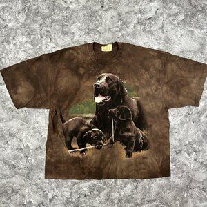 Y2K The Mountain T Shirt Brown Men's Brown Labs Dogs Size XL Made In USA 2001